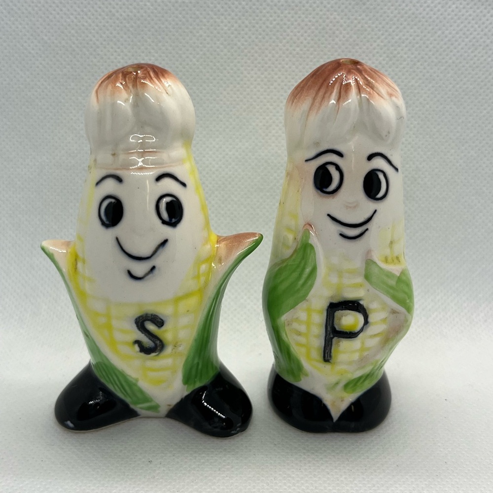 Vintage Anthropomorphic Corn Salt and Pepper Shakers